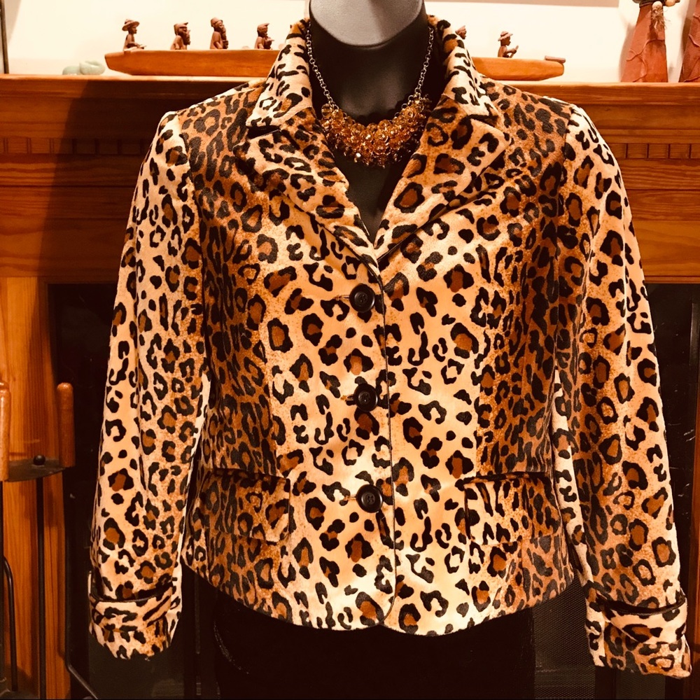 A-Line Anne Klein Leopard Print Blazer/Jacket